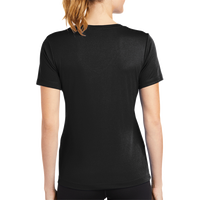 Sport Tek Women's PosiCharge ® Competitor V Neck Tee, Black, Back view