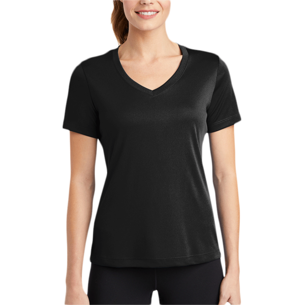 Sport Tek Women's PosiCharge ® Competitor V Neck Tee, Black, Body view