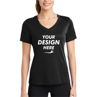 Sport Tek Women's PosiCharge ® Competitor V Neck Tee, Black, Body view, Mockup