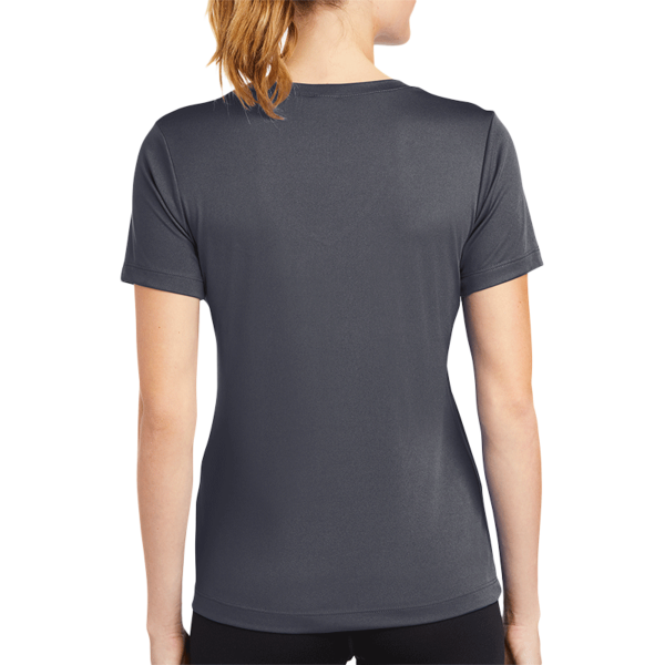 Sport Tek Women's PosiCharge ® Competitor V Neck Tee, Iron Grey, Back view