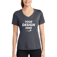 Sport Tek Women's PosiCharge ® Competitor V Neck Tee, Iron Grey, Body view, Mockup