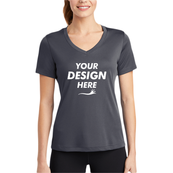 Sport Tek Women's PosiCharge ® Competitor V Neck Tee, Iron Grey, Body view, Mockup
