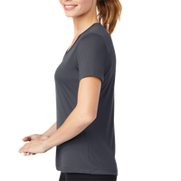 Sport Tek Women's PosiCharge ® Competitor V Neck Tee, Iron Grey, Left Sleeve view