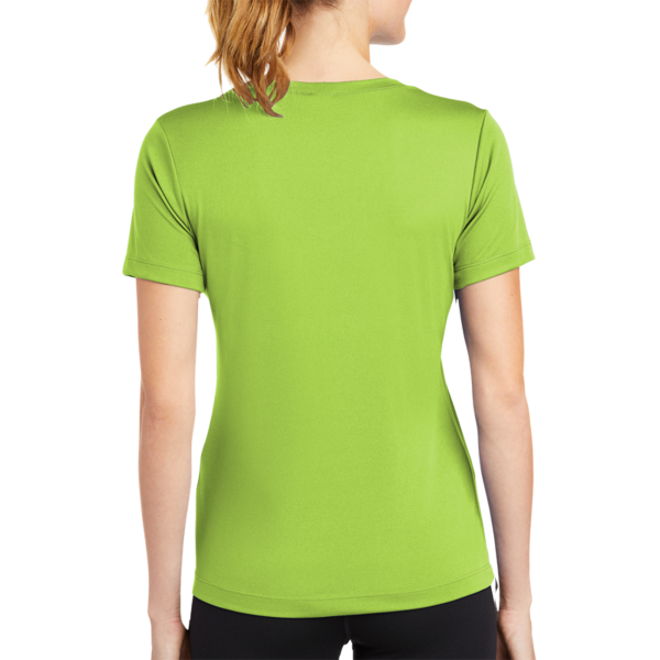 Sport Tek Women's PosiCharge ® Competitor V Neck Tee, Lime Shock, Back view