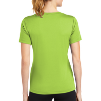 Sport Tek Women's PosiCharge ® Competitor V Neck Tee, Lime Shock, Back view