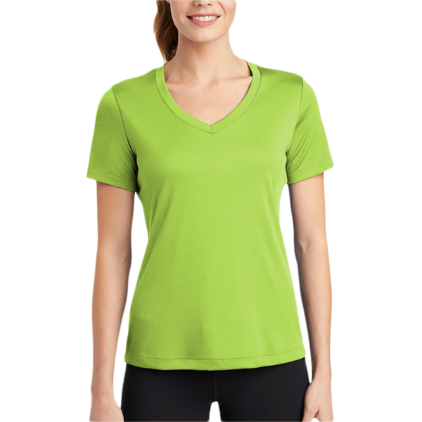Sport Tek Women's PosiCharge ® Competitor V Neck Tee, Lime Shock, Body view