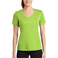 Sport Tek Women's PosiCharge ® Competitor V Neck Tee, Lime Shock, Body view