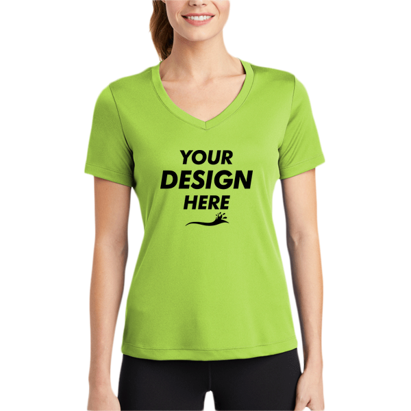 Sport Tek Women's PosiCharge ® Competitor V Neck Tee, Lime Shock, Body view, Mockup