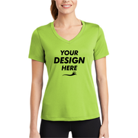 Sport Tek Women's PosiCharge ® Competitor V Neck Tee, Lime Shock, Body view, Mockup
