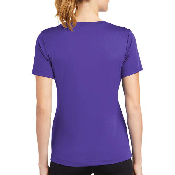 Sport Tek Women's PosiCharge ® Competitor V Neck Tee, Purple, Back view