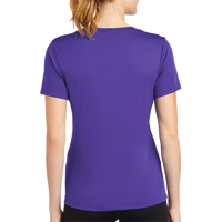 Sport Tek Women's PosiCharge ® Competitor V Neck Tee, Purple, Back view