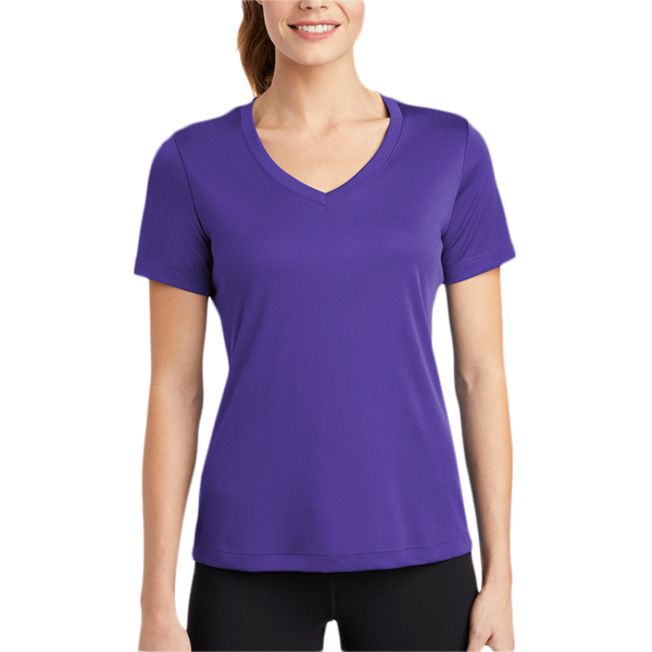 Sport Tek Women's PosiCharge ® Competitor V Neck Tee, Purple, Body view