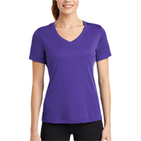 Sport Tek Women's PosiCharge ® Competitor V Neck Tee, Purple, Body view