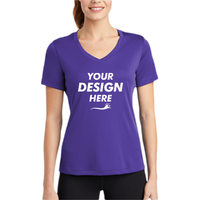 Sport Tek Women's PosiCharge ® Competitor V Neck Tee, Purple, Body view, Mockup