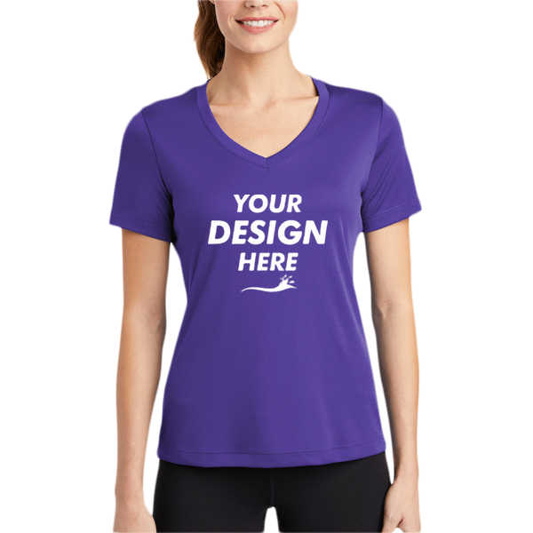 Sport Tek Women's PosiCharge ® Competitor V Neck Tee, Purple, Body view, Mockup