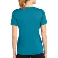 Sport Tek Women's PosiCharge ® Competitor V Neck Tee, Tropic Blue, Back view