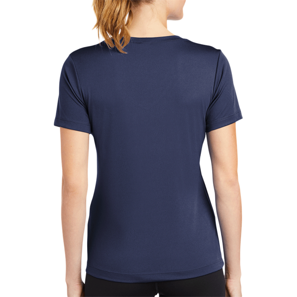 Sport Tek Women's PosiCharge ® Competitor V Neck Tee, True Navy, Back view
