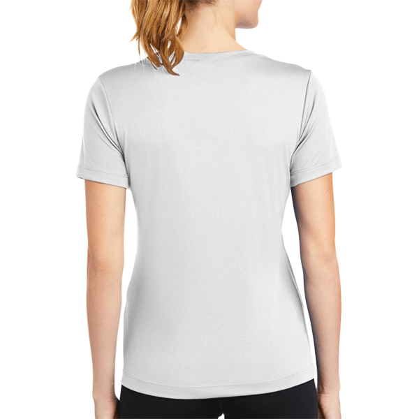 Sport Tek Women's PosiCharge ® Competitor V Neck Tee, White, Back view