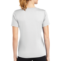Sport Tek Women's PosiCharge ® Competitor V Neck Tee, White, Back view