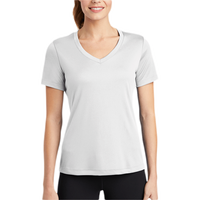 Sport Tek Women's PosiCharge ® Competitor V Neck Tee, White, Body view