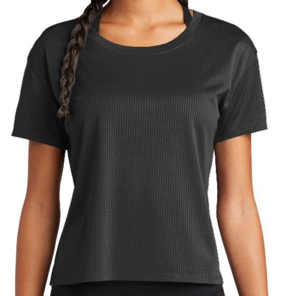 Sport Tek Women's PosiCharge ® Draft Crop Tee, Black, Front view