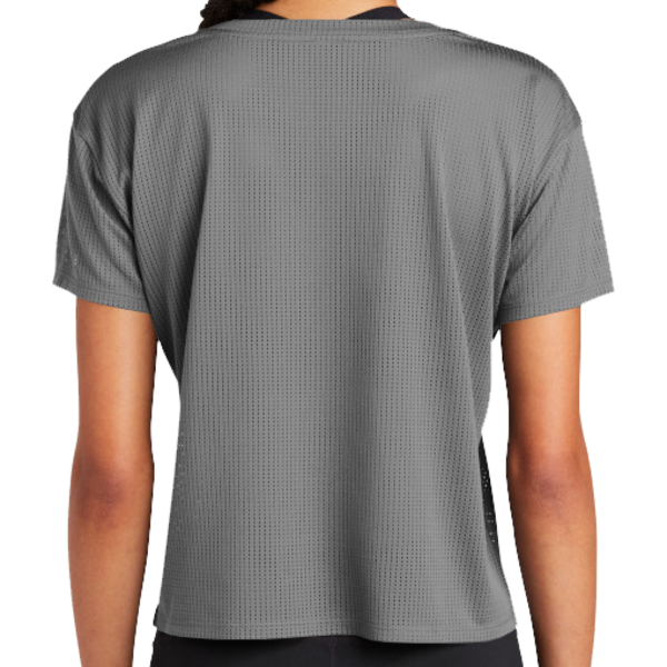 Sport Tek Women's PosiCharge ® Draft Crop Tee, Dark Grey, Back view