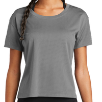 Sport Tek Women's PosiCharge ® Draft Crop Tee, Dark Grey, Front view