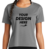 Sport Tek Women's PosiCharge ® Draft Crop Tee, Dark Grey, Front view, Mockup