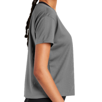 Sport Tek Women's PosiCharge ® Draft Crop Tee, Dark Grey, Right Sleeve view