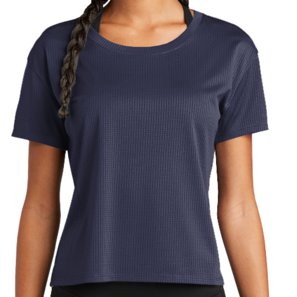 Sport Tek Women's PosiCharge ® Draft Crop Tee, True Navy, Front view