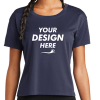 Sport Tek Women's PosiCharge ® Draft Crop Tee, True Navy, Front view, Mockup