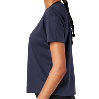 Sport Tek Women's PosiCharge ® Draft Crop Tee, True Navy, Left Sleeve view