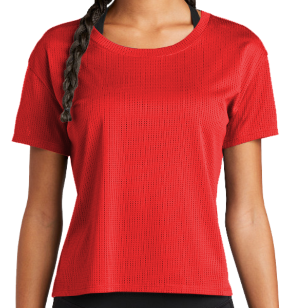 Sport Tek Women's PosiCharge ® Draft Crop Tee, True Red, Front view