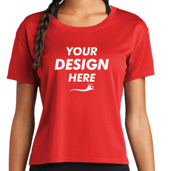 Sport Tek Women's PosiCharge ® Draft Crop Tee, True Red, Front view, Mockup