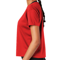 Sport Tek Women's PosiCharge ® Draft Crop Tee, True Red, Left Sleeve view