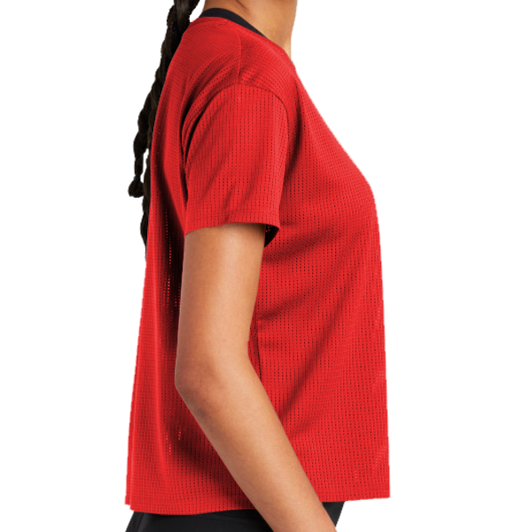 Sport Tek Women's PosiCharge ® Draft Crop Tee, True Red, Right Sleeve view