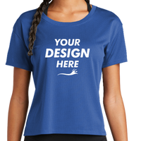 Sport Tek Women's PosiCharge ® Draft Crop Tee, True Royal, Front view, Mockup