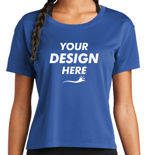 Sport Tek Women's PosiCharge ® Draft Crop Tee, True Royal, Front view, Mockup