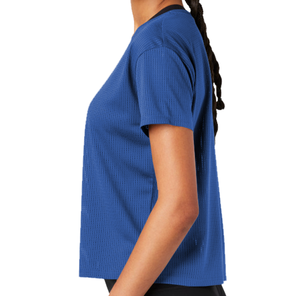 Sport Tek Women's PosiCharge ® Draft Crop Tee, True Royal, Left Sleeve view