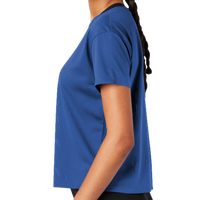 Sport Tek Women's PosiCharge ® Draft Crop Tee, True Royal, Left Sleeve view