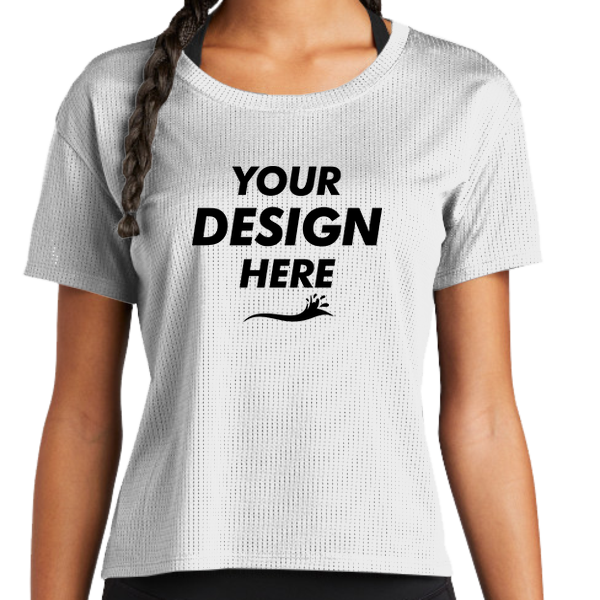 Sport Tek Women's PosiCharge ® Draft Crop Tee, White, Front view, Mockup