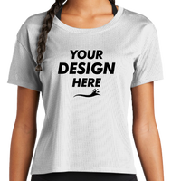 Sport Tek Women's PosiCharge ® Draft Crop Tee, White, Front view, Mockup