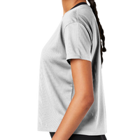 Sport Tek Women's PosiCharge ® Draft Crop Tee, White, Left Sleeve view
