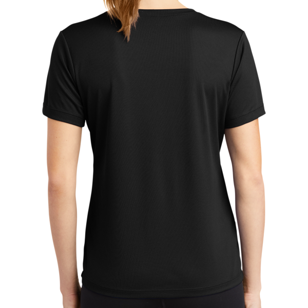 Sport Tek Women's PosiCharge ® RacerMesh ® V Neck Tee, Black, Back view
