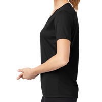 Sport Tek Women's PosiCharge ® RacerMesh ® V Neck Tee, Black, Left Sleeve view