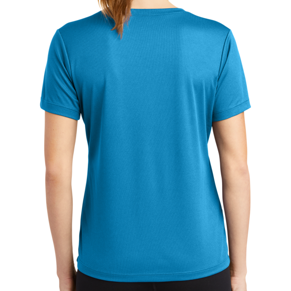 Sport Tek Women's PosiCharge ® RacerMesh ® V Neck Tee, Pond Blue, Back view