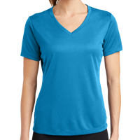 Sport Tek Women's PosiCharge ® RacerMesh ® V Neck Tee, Pond Blue, Front view