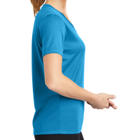 Sport Tek Women's PosiCharge ® RacerMesh ® V Neck Tee, Pond Blue, Right Sleeve view