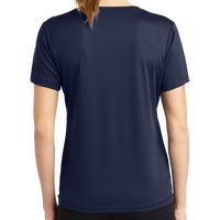 Sport Tek Women's PosiCharge ® RacerMesh ® V Neck Tee, True Navy, Back view