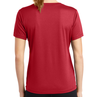 Sport Tek Women's PosiCharge ® RacerMesh ® V Neck Tee, True Red, Back view